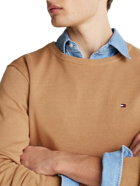 TH Pullover mit Mikrologo und Rundhalsausschnitt Safari-Leinwand - Herrenpullover