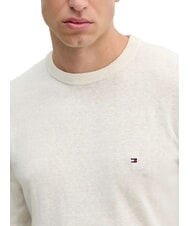 TOMMY HILFIGER TH Pullover aus Leinenmischgewebe mit Rundhalsausschnitt Elfenbeinbl&uuml;tenblatt - Herrenpullover - 3