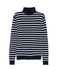 TOMMY HILFIGER TH Rollkragenpullover aus Baumwollmischgewebe Dunkelblau, Marineblau, Wei&szlig;, Breton-Streifen - Herrenpullover - 4
