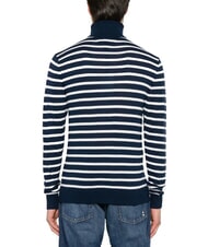 TOMMY HILFIGER TH Rollkragenpullover aus Baumwollmischgewebe Dunkelblau, Marineblau, Wei&szlig;, Breton-Streifen - Herrenpullover - 2