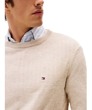 TOMMY HILFIGER TH Pullover aus Leinenmischgewebe mit Rundhalsausschnitt Afterglow / Pink Sand Logo - Herrenpullover - 3
