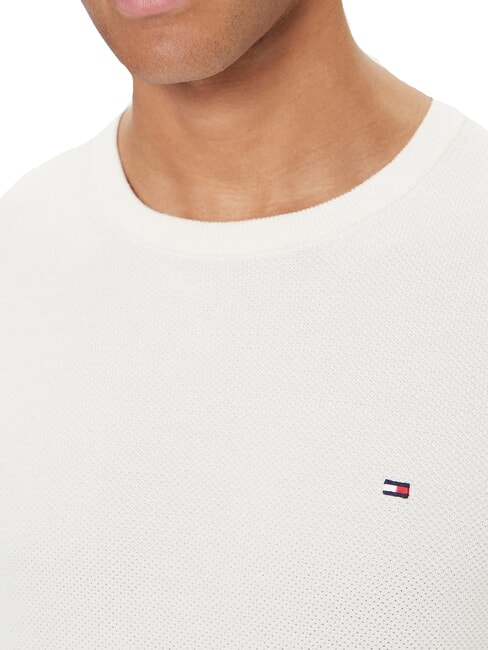 TH Wabenf&ouml;rmiger Rundhalspullover Elfenbeinbl&uuml;tenblatt - Herrenpullover