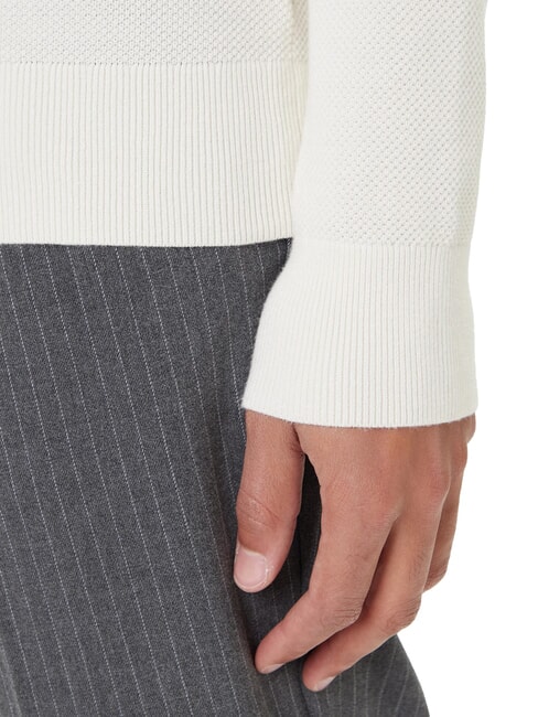 TH Wabenf&ouml;rmiger Rundhalspullover Elfenbeinbl&uuml;tenblatt - Herrenpullover