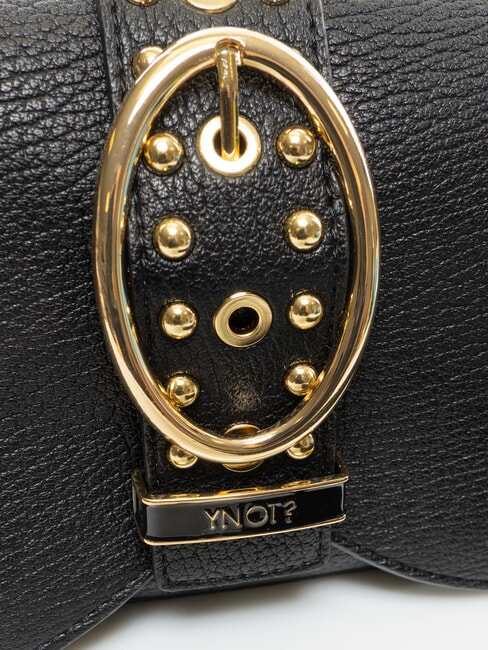 ROCKER Schultertasche mit Schnalle und Nieten SCHWARZ - Damentaschen