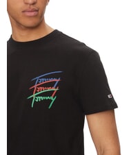 TOMMY HILFIGER TH JEANS Kurz&auml;rmeliges T-Shirt mit mehrfarbigen Logos Schwarz - Herren-T-Shirts - 3