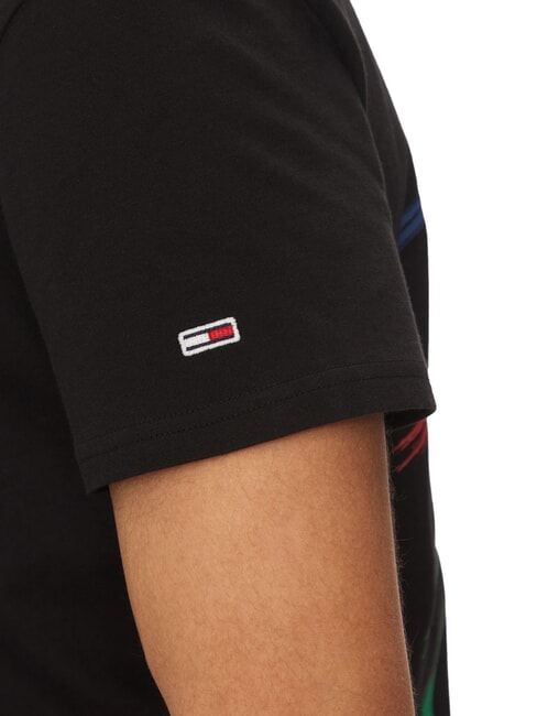 TH JEANS Kurz&auml;rmeliges T-Shirt mit mehrfarbigen Logos Schwarz - Herren-T-Shirts
