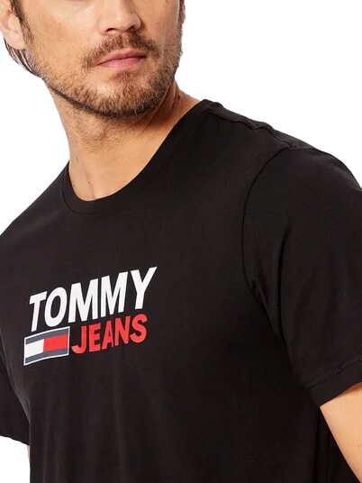 TH JEANS Kurz&auml;rmeliges T-Shirt mit Aufdruck Schwarz - Herren-T-Shirts