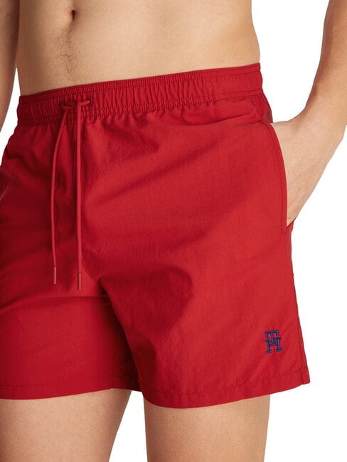 TH Boxerkost&uuml;m mit Monogramm-Logo Mittelrot - Herrenbadehosen