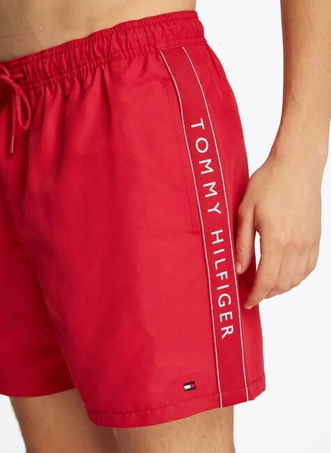 TH Schwimmboxer mit seitlichem Logo Mittelrot - Herrenbadehosen
