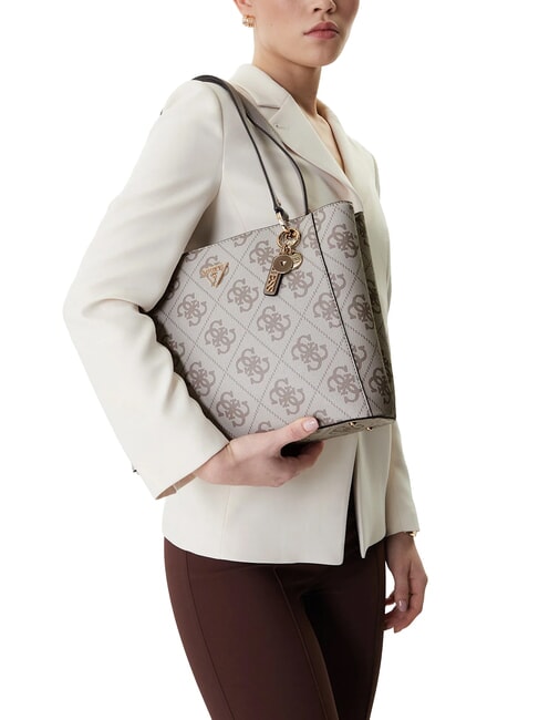 NOELLE 2 4G-Logo-Print-Schultertasche Logo in dunklem Taupe - Damentaschen