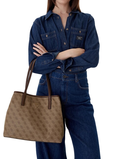 VICTTORIA 2 Schultertasche mit Clutch Latte-Logo / braun - Damentaschen