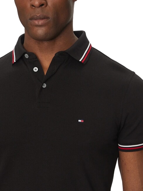 TH TIPPED Schmal geschnittenes, kurz&auml;rmeliges Poloshirt Schwarz - Herren-Polo-Shirts/Herren-Polo-Shirt/Herrenpoloshirt/Herrenpoloshirts