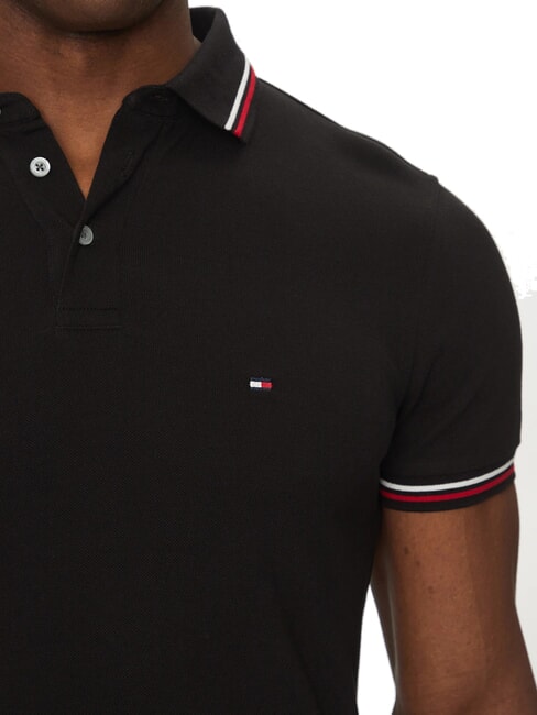 TH TIPPED Schmal geschnittenes, kurz&auml;rmeliges Poloshirt Schwarz - Herren-Polo-Shirts/Herren-Polo-Shirt/Herrenpoloshirt/Herrenpoloshirts