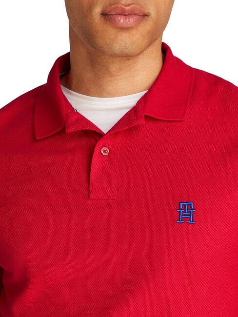 TH Kurz&auml;rmeliges Poloshirt mit Monogrammstickerei Mittelrot - Herren-Polo-Shirts/Herren-Polo-Shirt/Herrenpoloshirt/Herrenpoloshirts