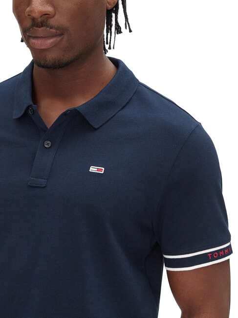 TH JEANS Kurz&auml;rmeliges Poloshirt mit elastischem Bund und Logo dunkle Nachtmarine - Herren-Polo-Shirts/Herren-Polo-Shirt/Herrenpoloshirt/Herrenpoloshirts