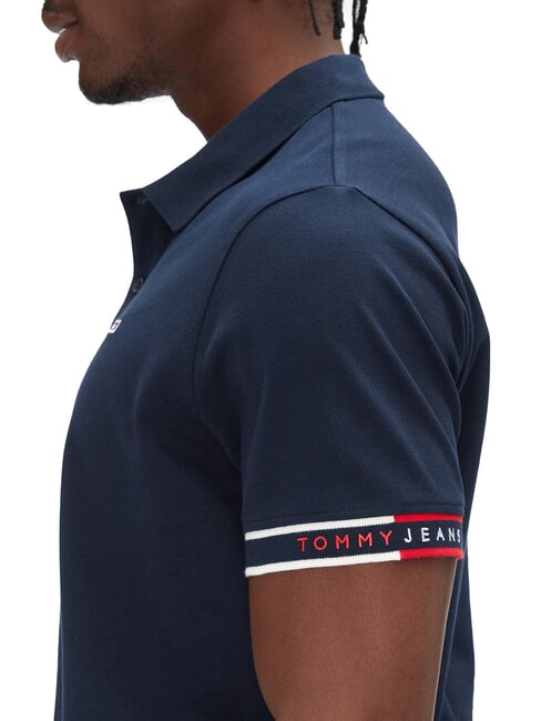 TH JEANS Kurz&auml;rmeliges Poloshirt mit elastischem Bund und Logo dunkle Nachtmarine - Herren-Polo-Shirts/Herren-Polo-Shirt/Herrenpoloshirt/Herrenpoloshirts