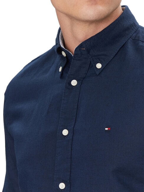 TH Kurz&auml;rmeliges Hemd mit Knopfleiste Carbon Navy - Herrenhemden
