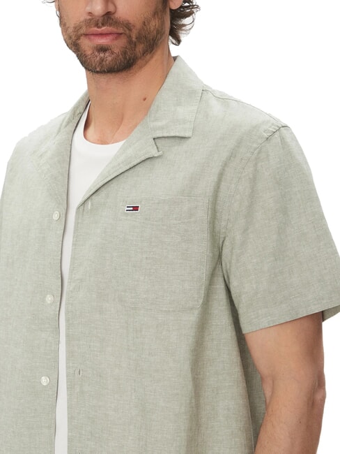 TH JEANS Kurz&auml;rmeliges Hemd aus Leinen und Baumwolle Aruba Green - Herrenhemden