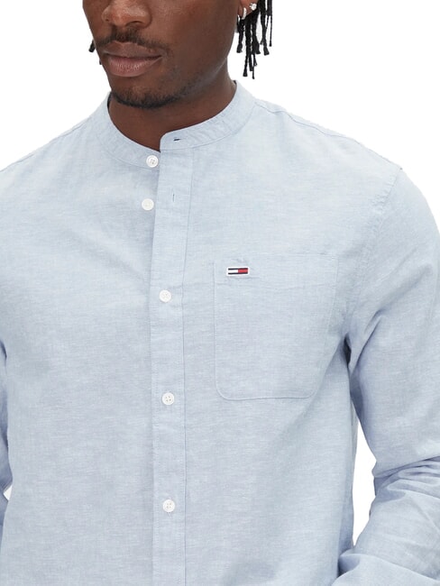 TH JEANS Hemd aus Leinenmischgewebe mit Stehkragen Colorado-Blau - Herrenhemden