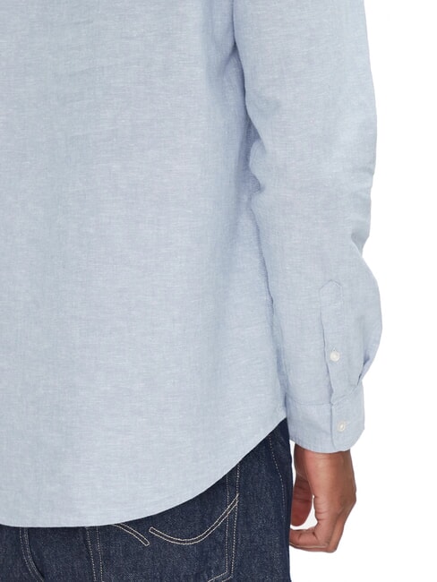 TH JEANS Hemd aus Leinenmischgewebe mit Stehkragen Colorado-Blau - Herrenhemden