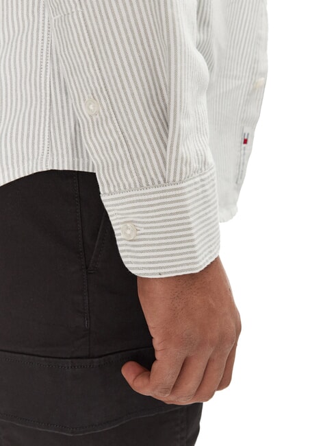 TH JEANS Lang&auml;rmeliges gestreiftes Hemd Aruba gr&uuml;ner Streifen - Herrenhemden