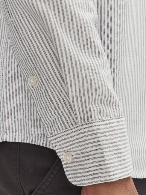 TH JEANS Lang&auml;rmeliges gestreiftes Hemd W&uuml;stenhimmel / elfenbeinfarbenes Bl&uuml;tenblatt - Herrenhemden