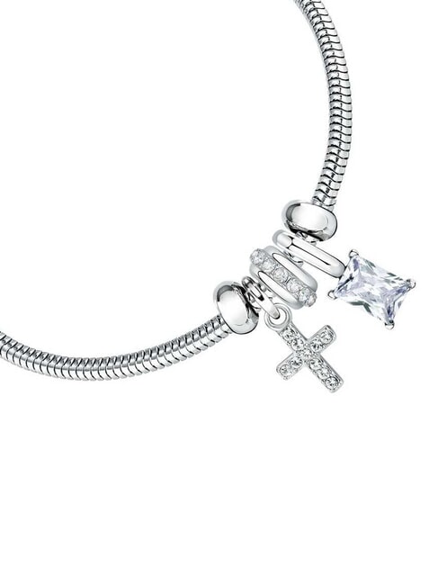 TORCHON Schlangenarmband mit Kreuz und Kristall SILBER - Armb&auml;nder