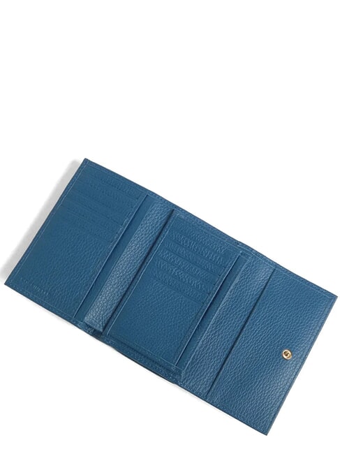 METALLIC SOFT Bifold-Brieftasche aus geh&auml;mmertem Leder tiefblau - Brieftaschen Damen