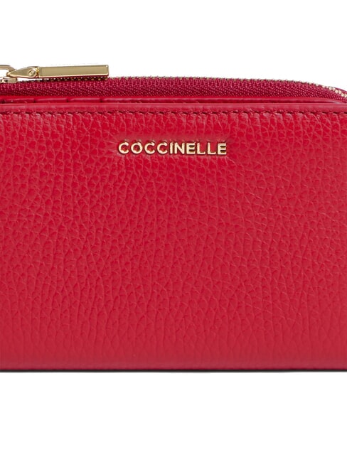 METALLIC SOFT Kleine Geldb&ouml;rse aus Leder Scharlach - Brieftaschen Damen