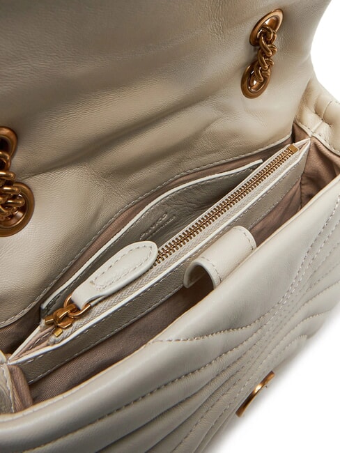 LOVE PUFF MINI Mini-Umh&auml;ngetasche aus Nappa Seide wei&szlig;-antikgold - Damentaschen