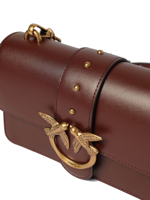 LOVE ONE CLASSIC Mini-Umh&auml;ngetasche aus Leder Burgunderwein-Antikgold - Damentaschen