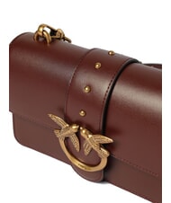 PINKO LOVE ONE CLASSIC Mini-Umh&auml;ngetasche aus Leder Burgunderwein-Antikgold - Damentaschen - 3