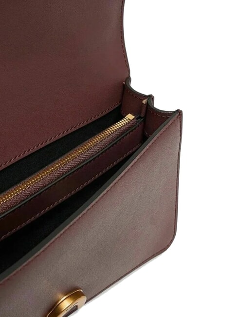 LOVE ONE CLASSIC Mini-Umh&auml;ngetasche aus Leder Burgunderwein-Antikgold - Damentaschen