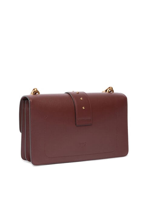 LOVE ONE CLASSIC Umh&auml;ngetasche aus Leder mit &Uuml;berschlag Burgunderwein-Antikgold - Damentaschen