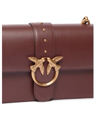 PINKO LOVE ONE CLASSIC Umh&auml;ngetasche aus Leder mit &Uuml;berschlag Burgunderwein-Antikgold - Damentaschen - 3