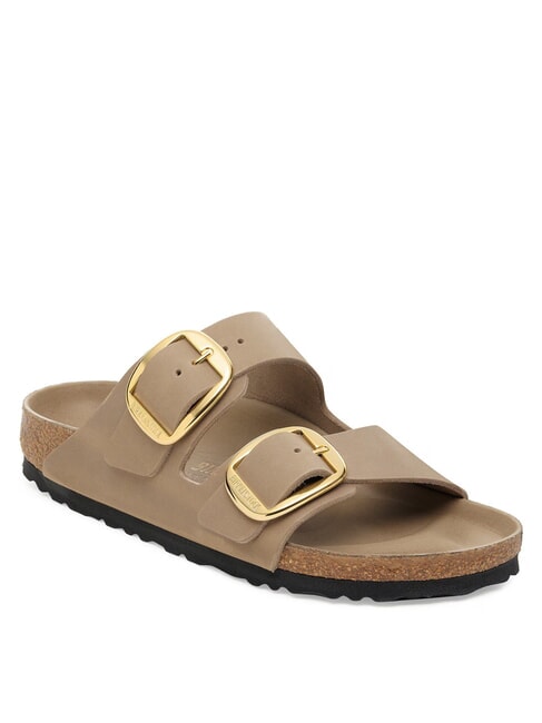 ARIZONA BIG BUCKLE Lederpantoffel mit zwei Riemen brauner Tabak - Damenschuhe