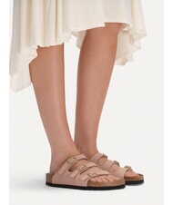 BIRKENSTOCK FLORIDA Dreireihiger Hausschuh aus Nubukleder Zartrosa - Damenschuhe - 5