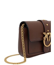 PINKO LOVE ONE POCKET Umh&auml;ngetasche aus Leder Burgunderwein-Antikgold - Damentaschen - 3