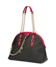 POLLINI HERITAGE Kuppelf&ouml;rmige Schultertasche mit Kettenhenkeln schwarzer Lack - Damentaschen - 2