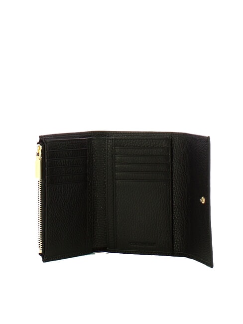 METALLIC SOFT Mittelgro&szlig;e Geldb&ouml;rse aus geh&auml;mmertem Leder Schwarz - Brieftaschen Damen