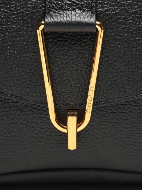 HIMMA Schultertasche aus geh&auml;mmertem Leder Schwarz - Damentaschen