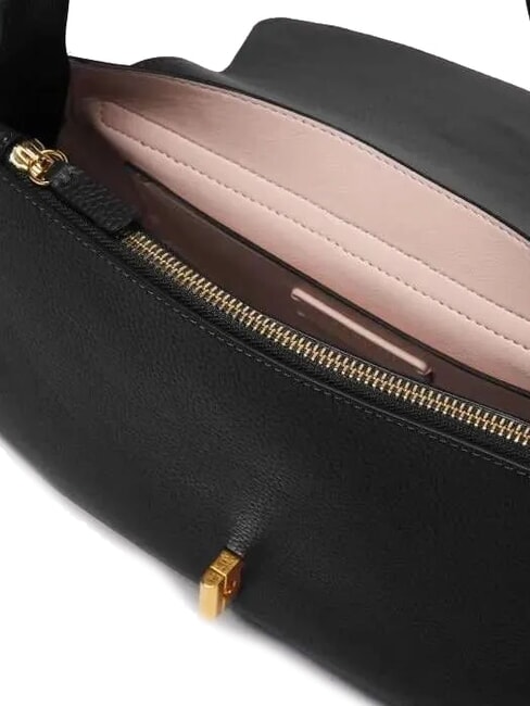 HIMMA Schultertasche aus geh&auml;mmertem Leder Schwarz - Damentaschen