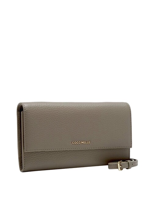 METALLIC SOFT Lederclutch mit Schulterriemen warmes Taupe - Damentaschen