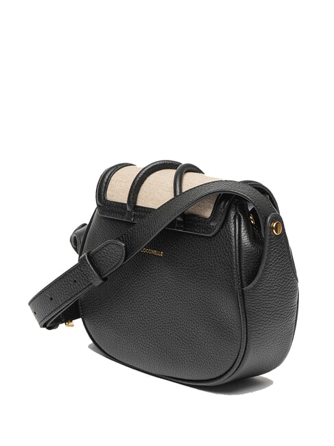 CARMY CANVAS Schultertasche aus Leder und Canvas natur / schwarz - Damentaschen