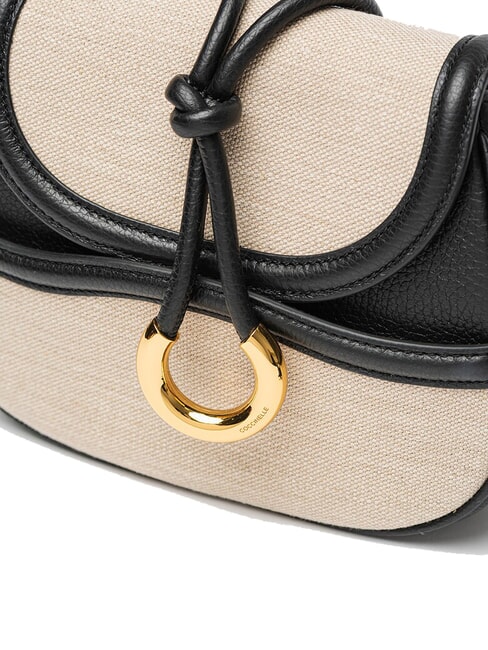 CARMY CANVAS Schultertasche aus Leder und Canvas natur / schwarz - Damentaschen