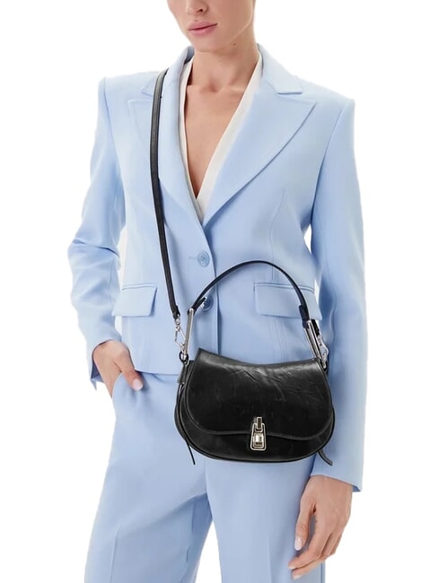 MAGIE WRINKLED Schultertasche aus Leder mit &Uuml;berschlag Schwarz - Damentaschen