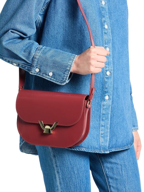 DEW SHINY CALF Schultertasche aus geb&uuml;rstetem Leder Brandy - Damentaschen