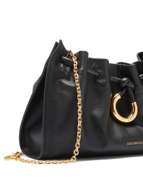 ISABELA Ledertasche mit Schulterriemen aus Metall Schwarz - Damentaschen