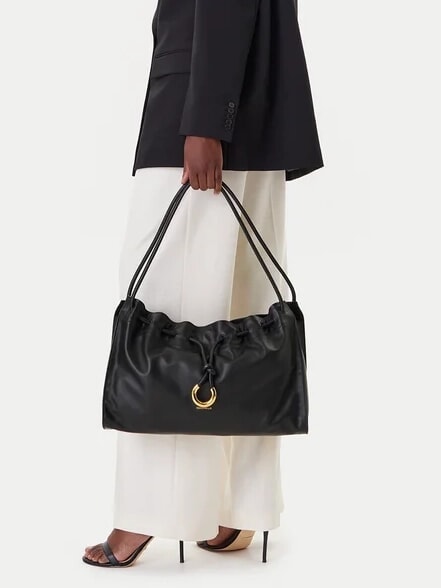 ISABELA Schultertasche aus weichem Leder Schwarz - Damentaschen