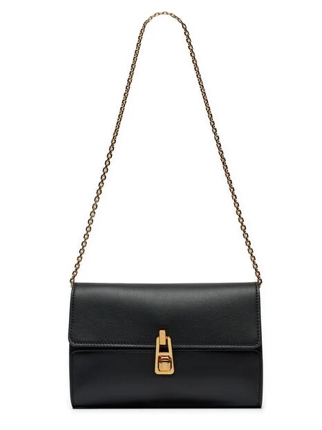 CAMPIONARIO - MAGIE 2NITE Clutch aus Leder mit Ketten-Schulterriemen Schwarz - Damentaschen